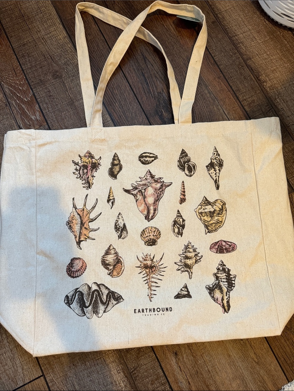 EARTHBOUND Cream Canvas Tote with Multicolor Shell Print